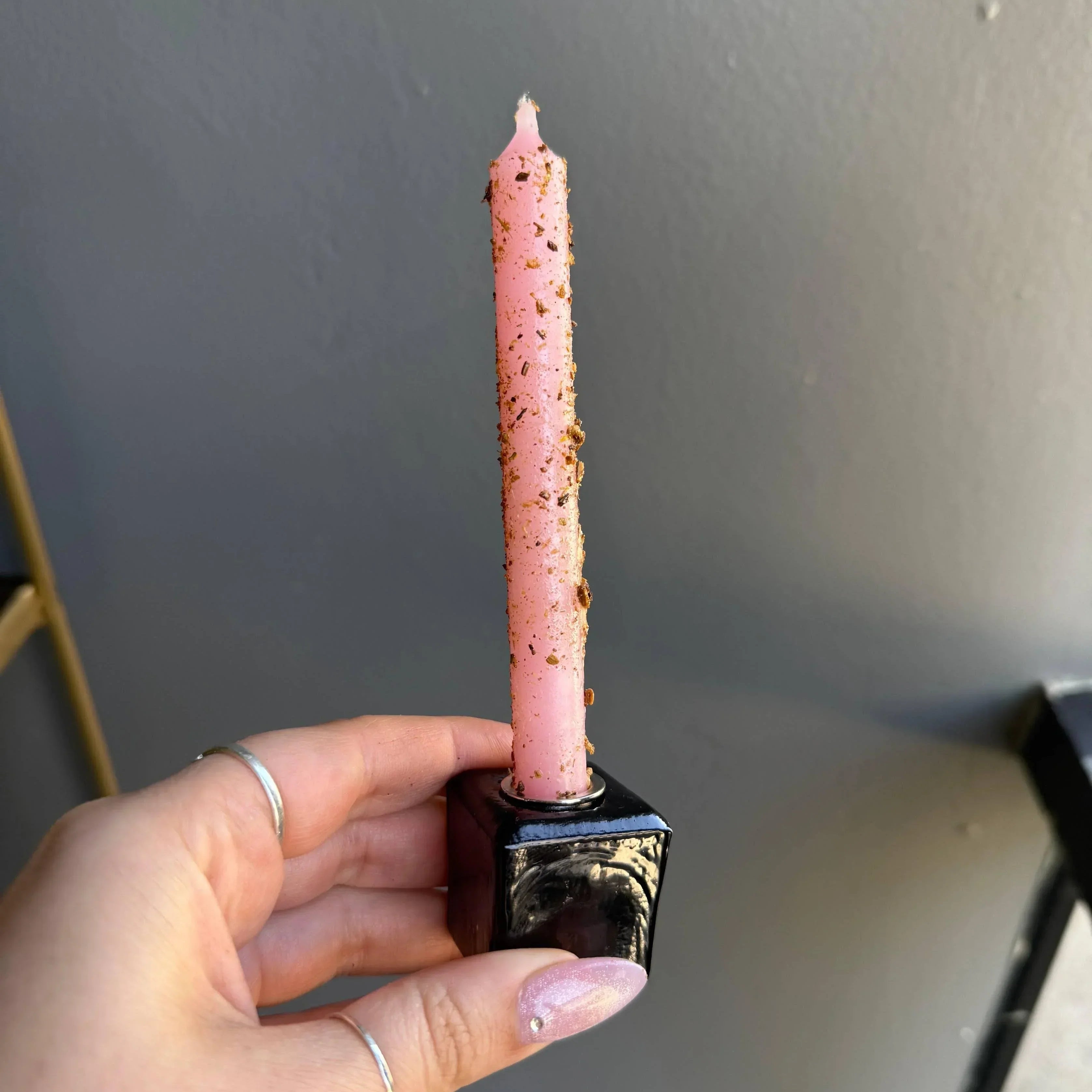 Black Glass Ritual Candle Holder