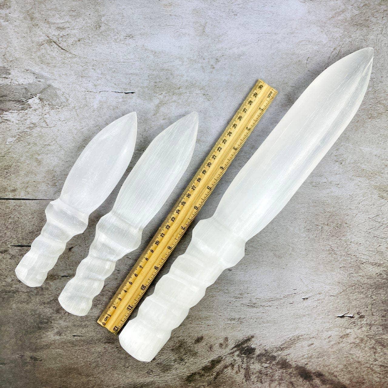 Hand Carved Crystal Selenite Knife with Twisted Handle