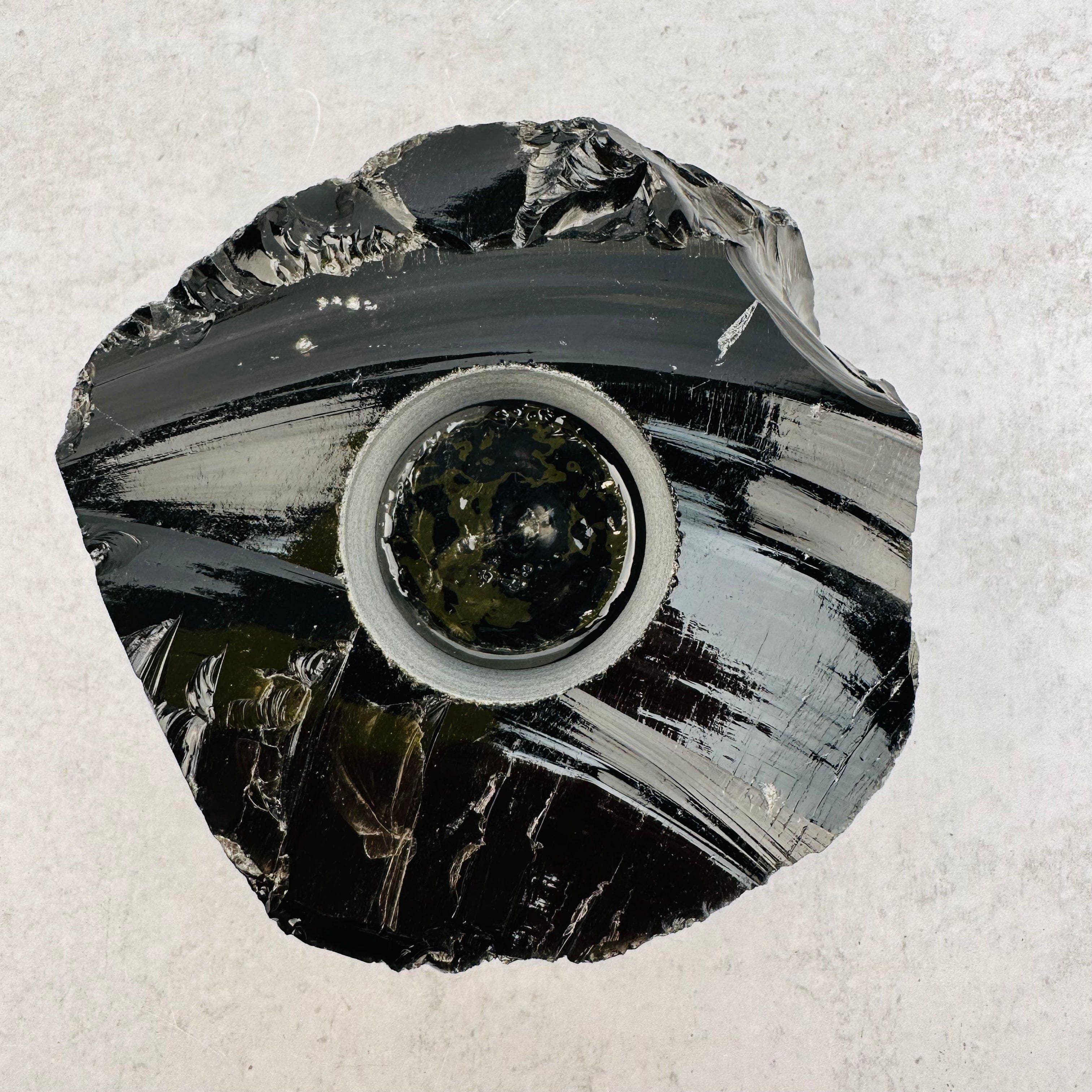 Crystal Obsidian Votive Tea Light Candle Holder