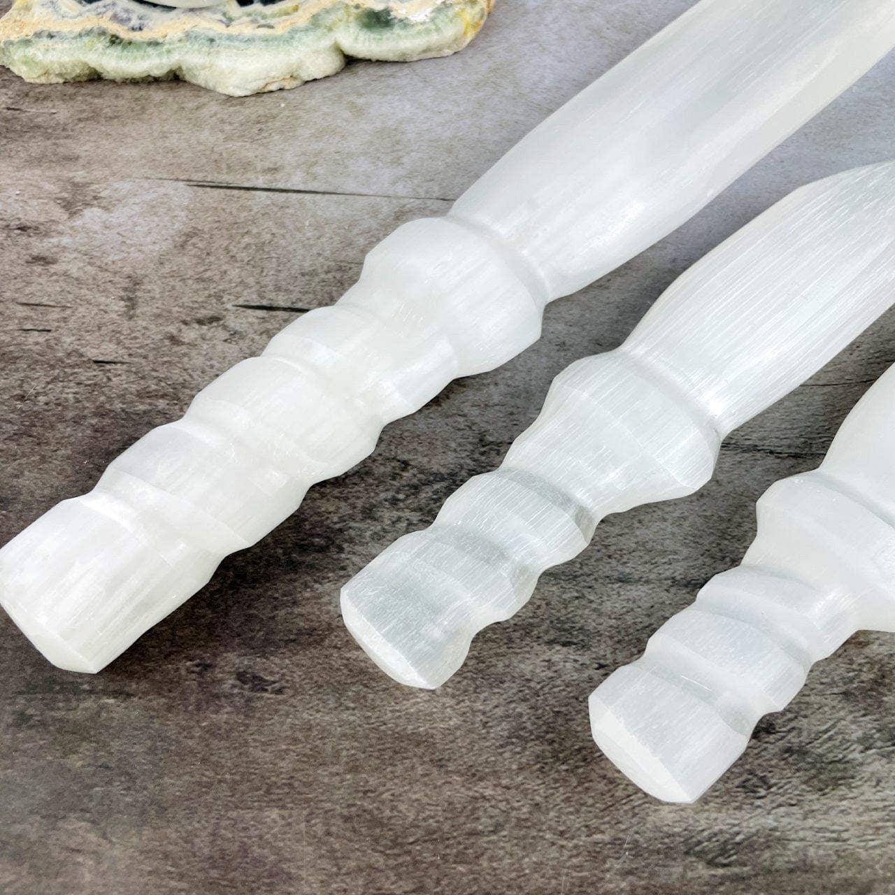 Hand Carved Crystal Selenite Knife with Twisted Handle