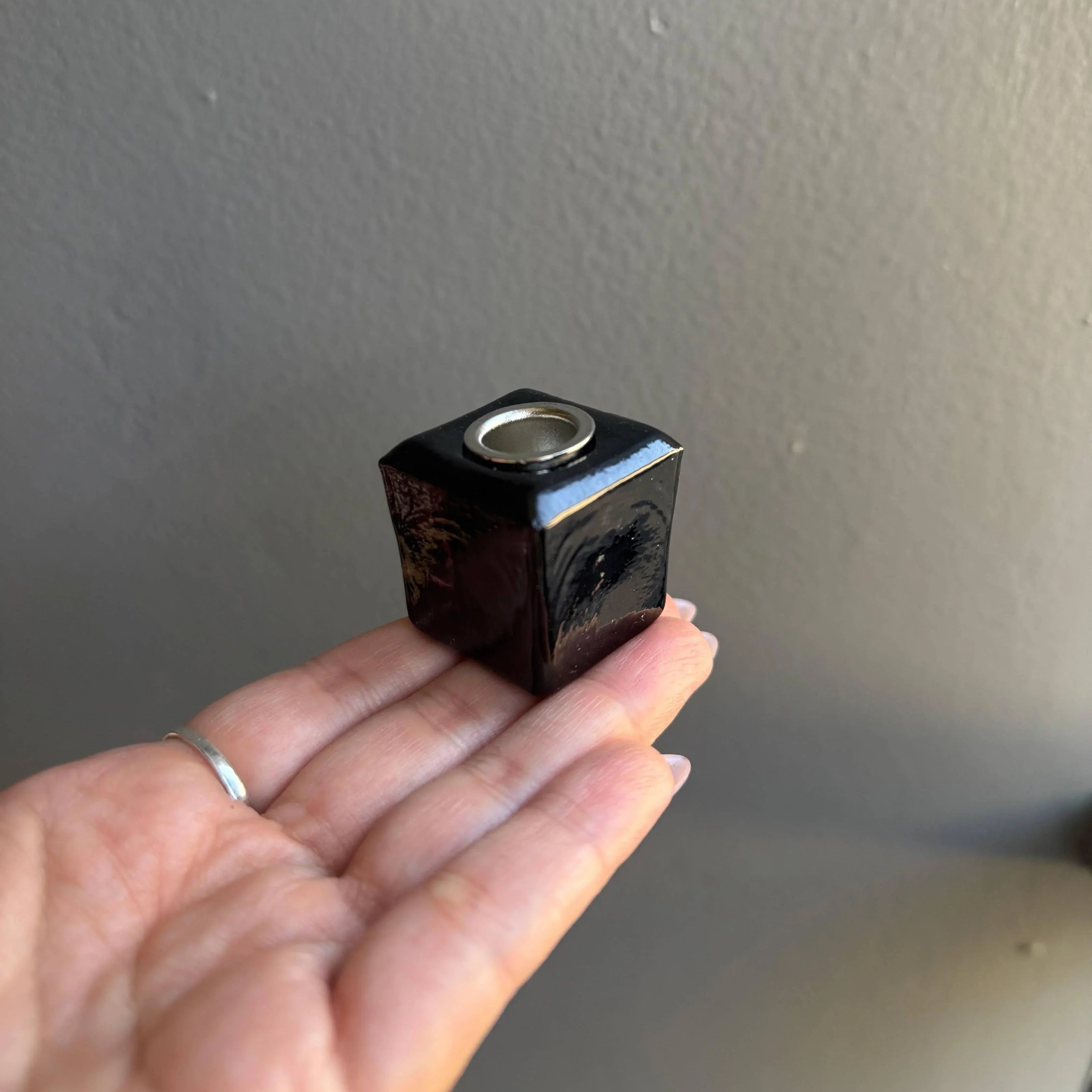 Black Glass Ritual Candle Holder