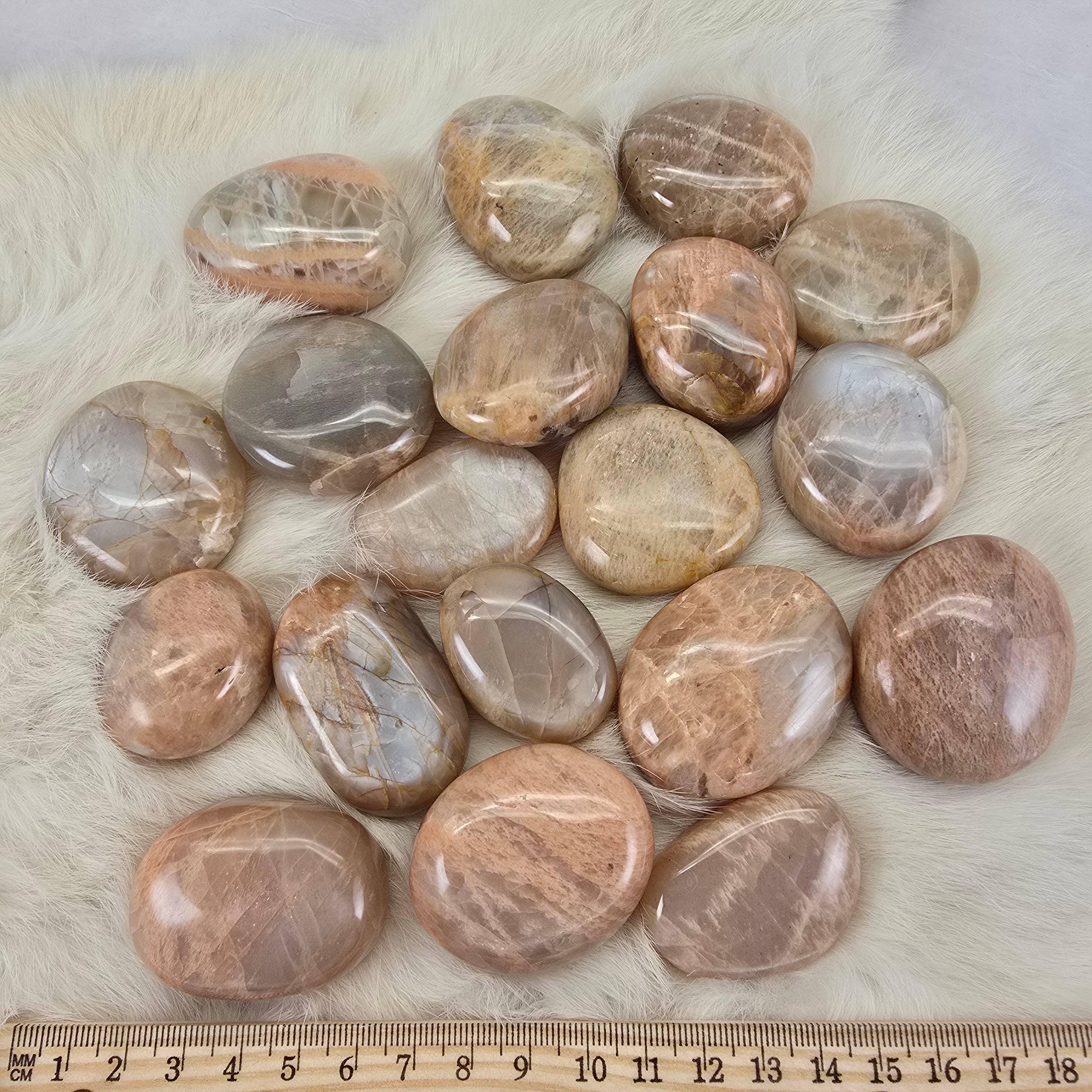 Peach Moonstone Palm Stone