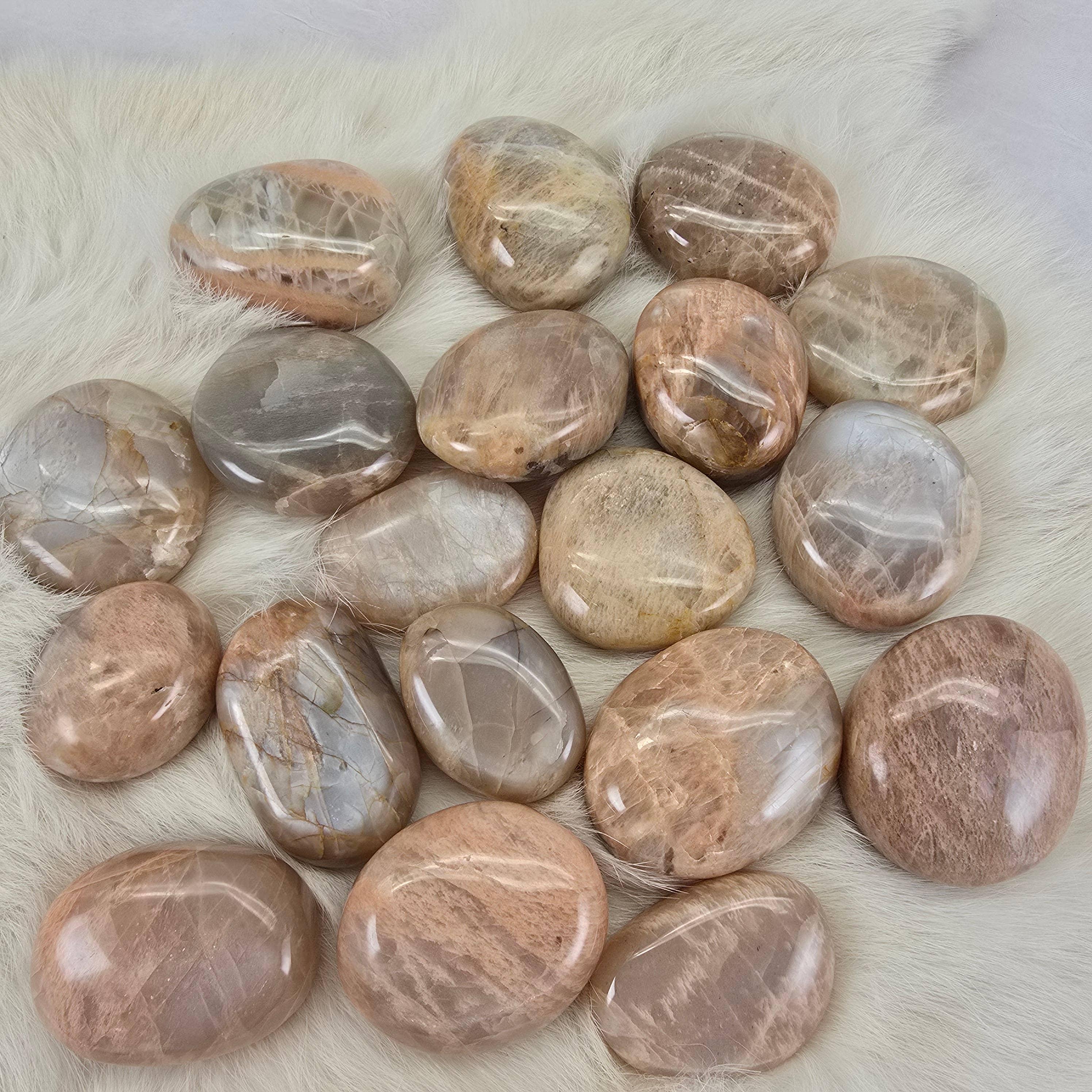 Peach Moonstone Palm Stone
