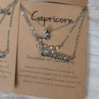 Silver Triple Layered Zodiac Necklace