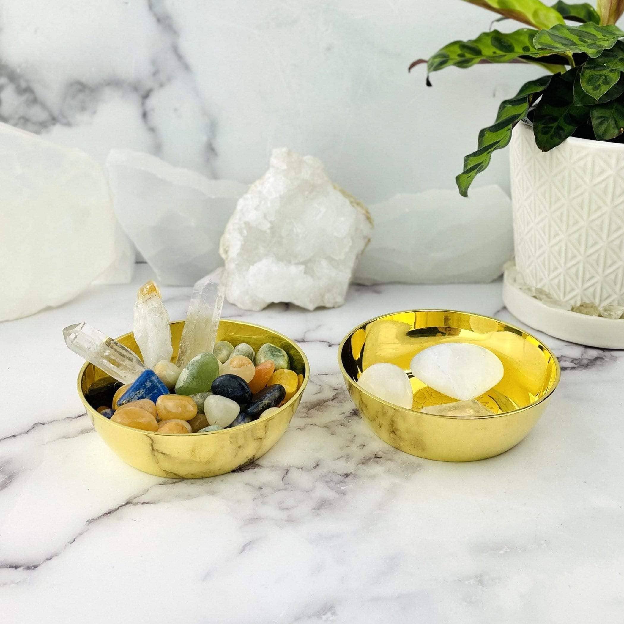 Brass Offering Bowls - Engraved - Crystals or Sun and Moon - (RK15-18) - Classic Variable