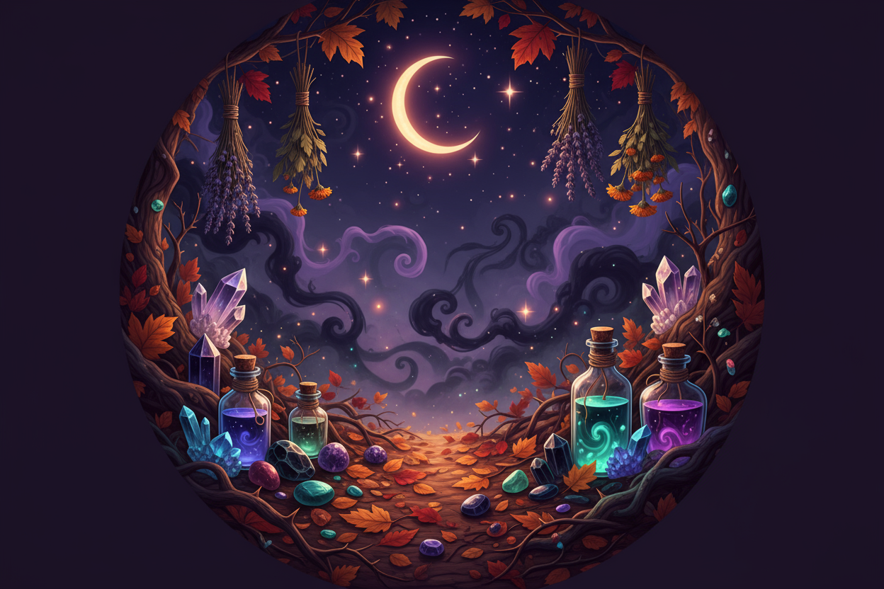 fall background witchy themed