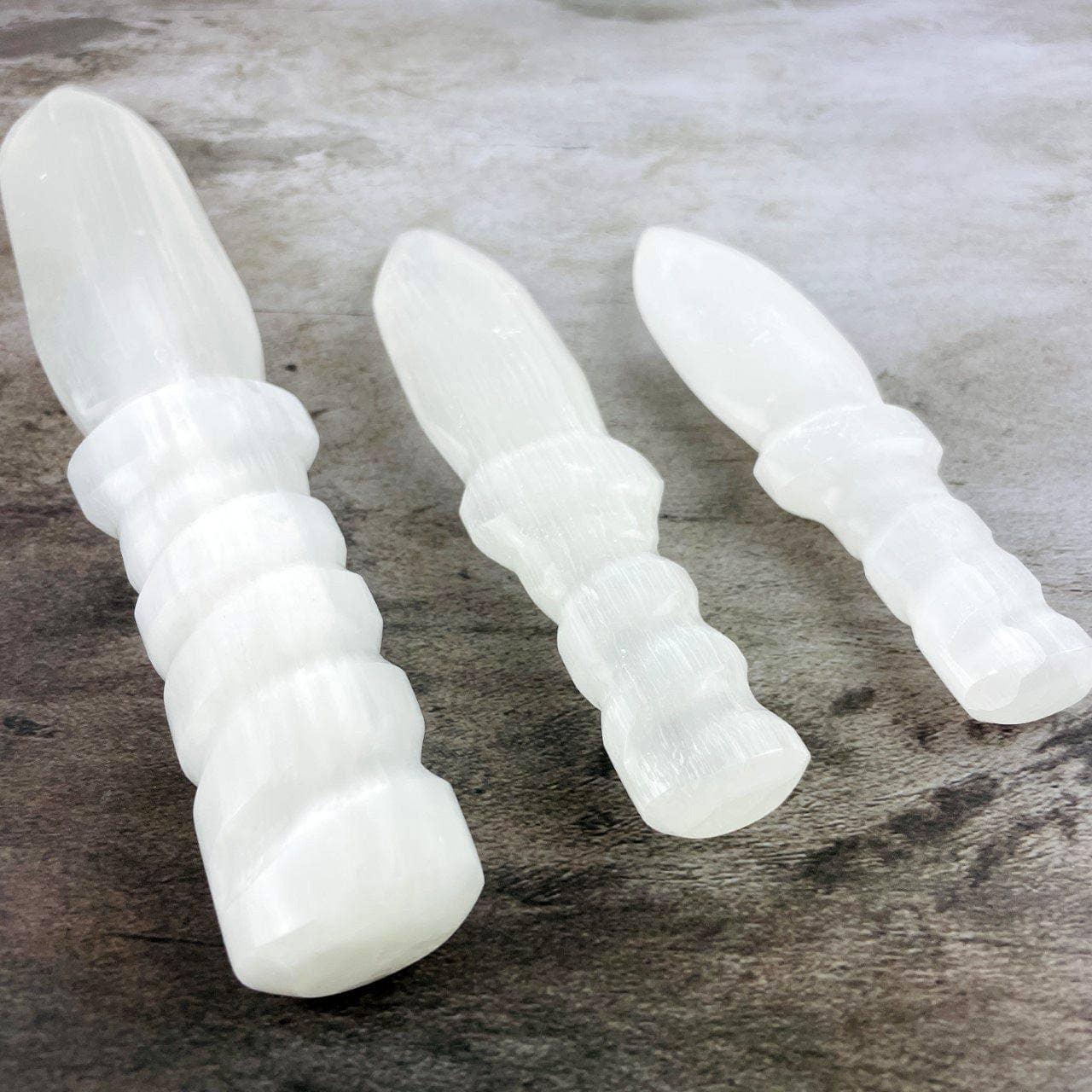 Hand Carved Crystal Selenite Knife with Twisted Handle