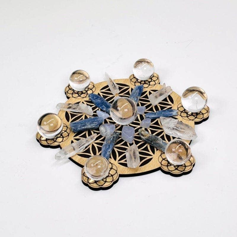 Flower of Life with Seed of Life Crystal Grid - Wooden Grid - - Classic Variable