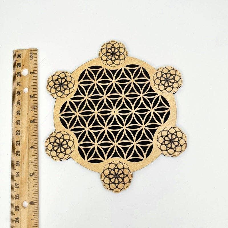 Flower of Life with Seed of Life Crystal Grid - Wooden Grid - - Classic Variable