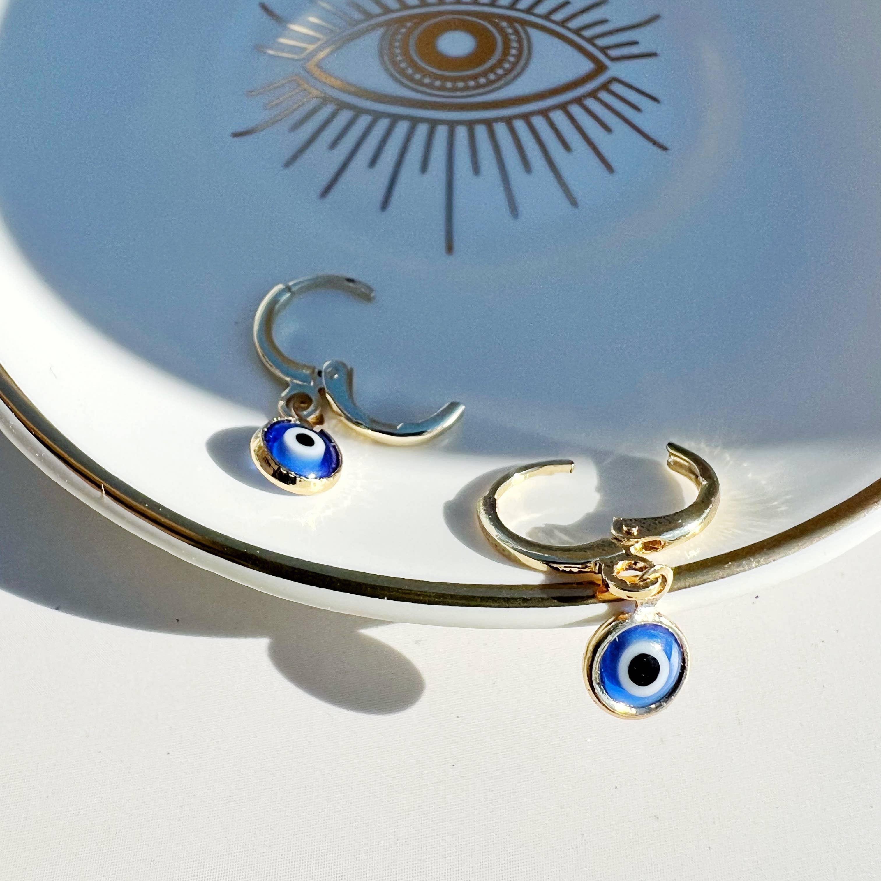 Glass Evil Eye Huggie Earring - 24 Pairs - Classic Variable