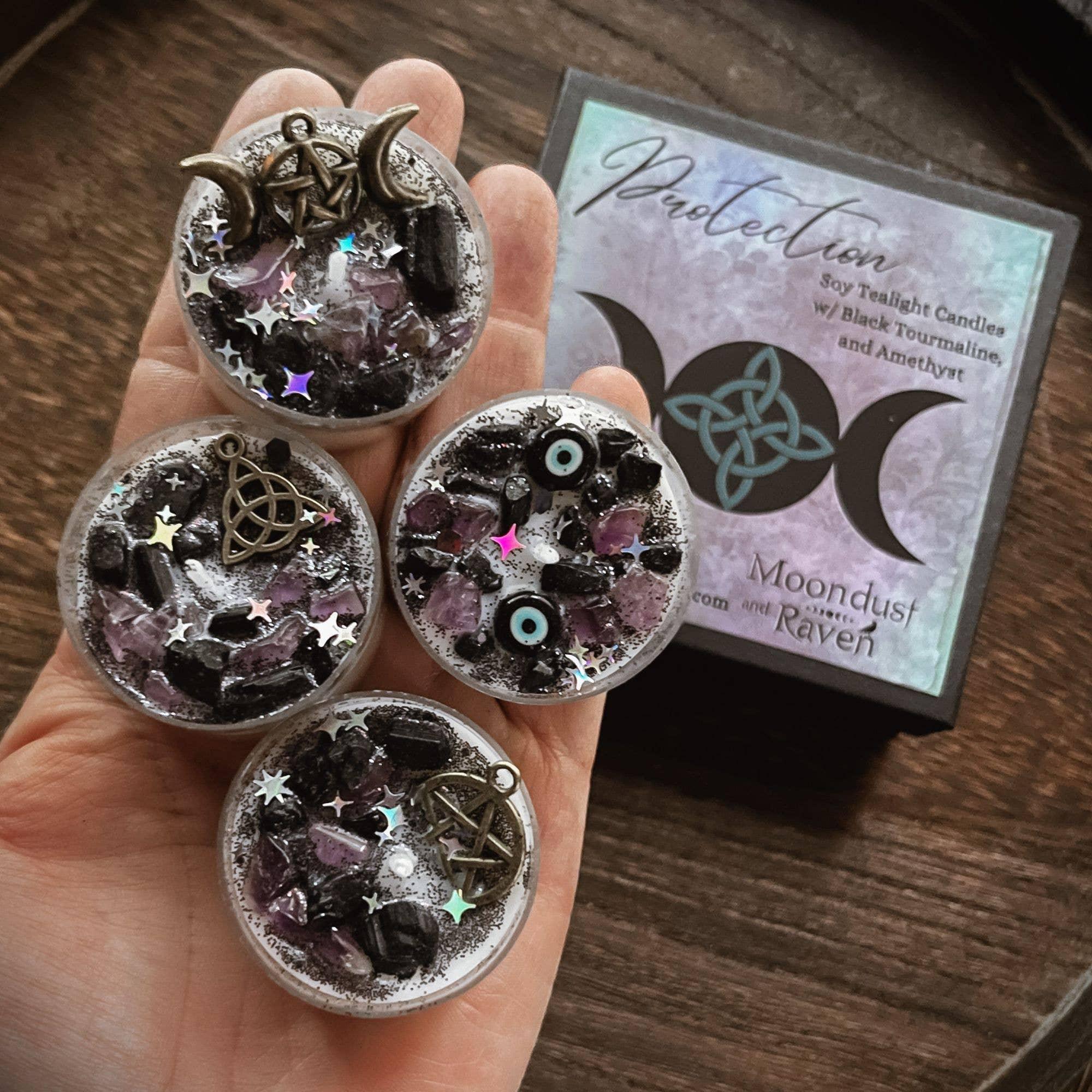 Protection Tealight Crystal Candles, Ritual Candles - Classic Variable