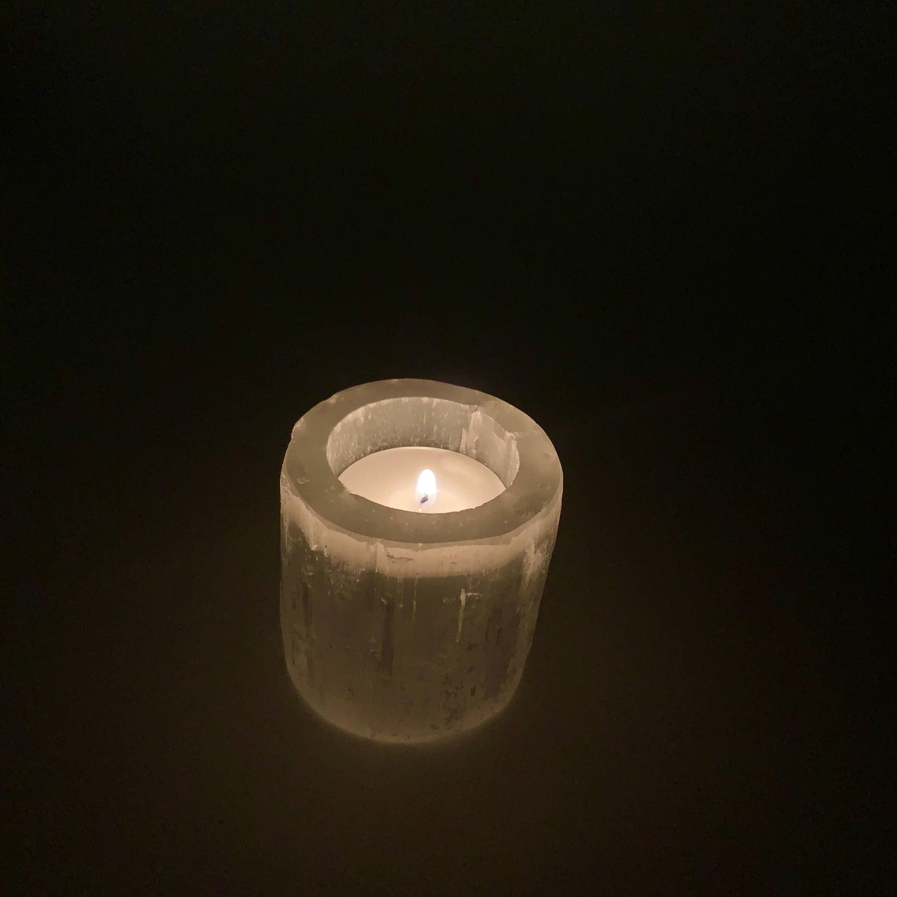 *Selenite Candle Holder | Natural w/ Polished Top - Classic Variable