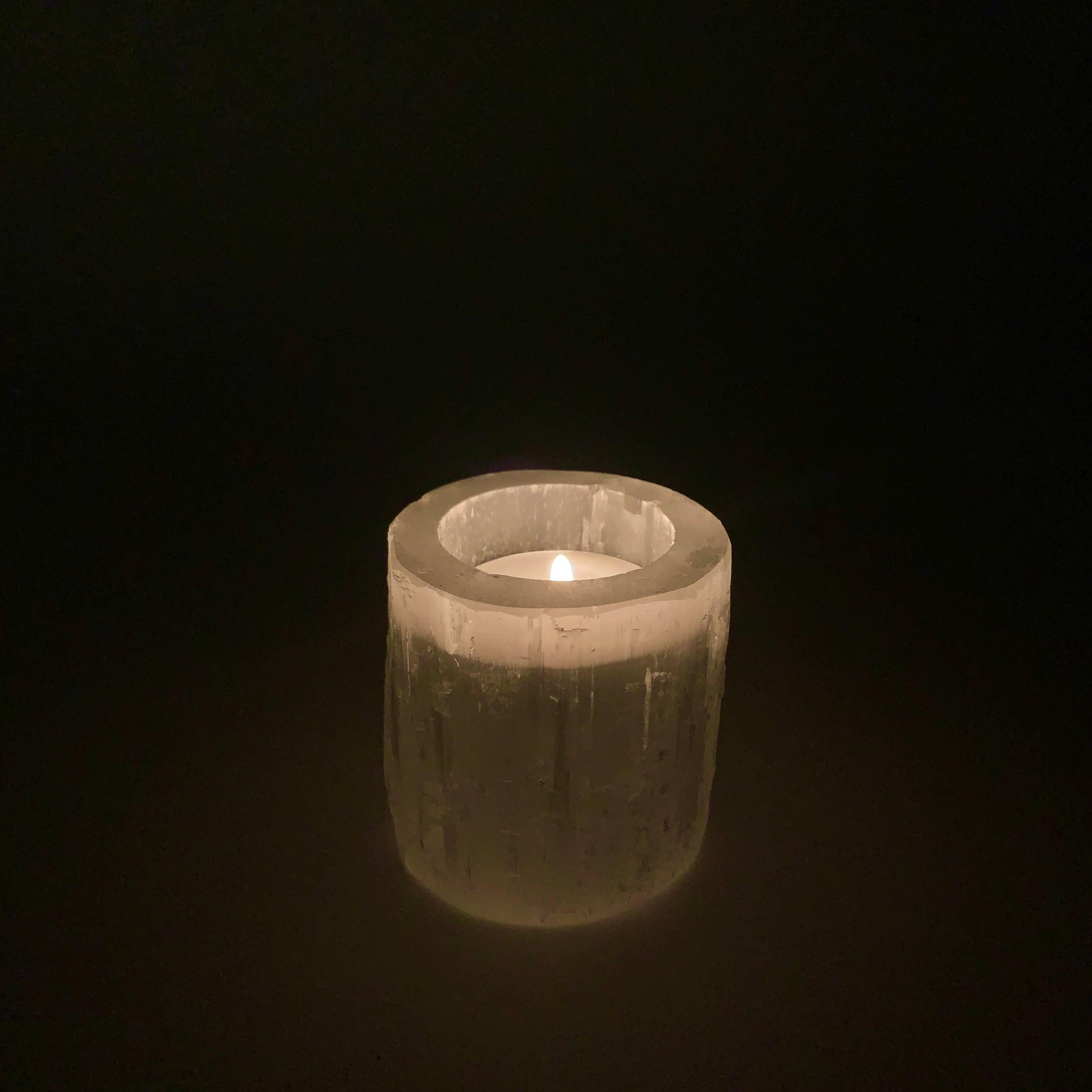 *Selenite Candle Holder | Natural w/ Polished Top - Classic Variable