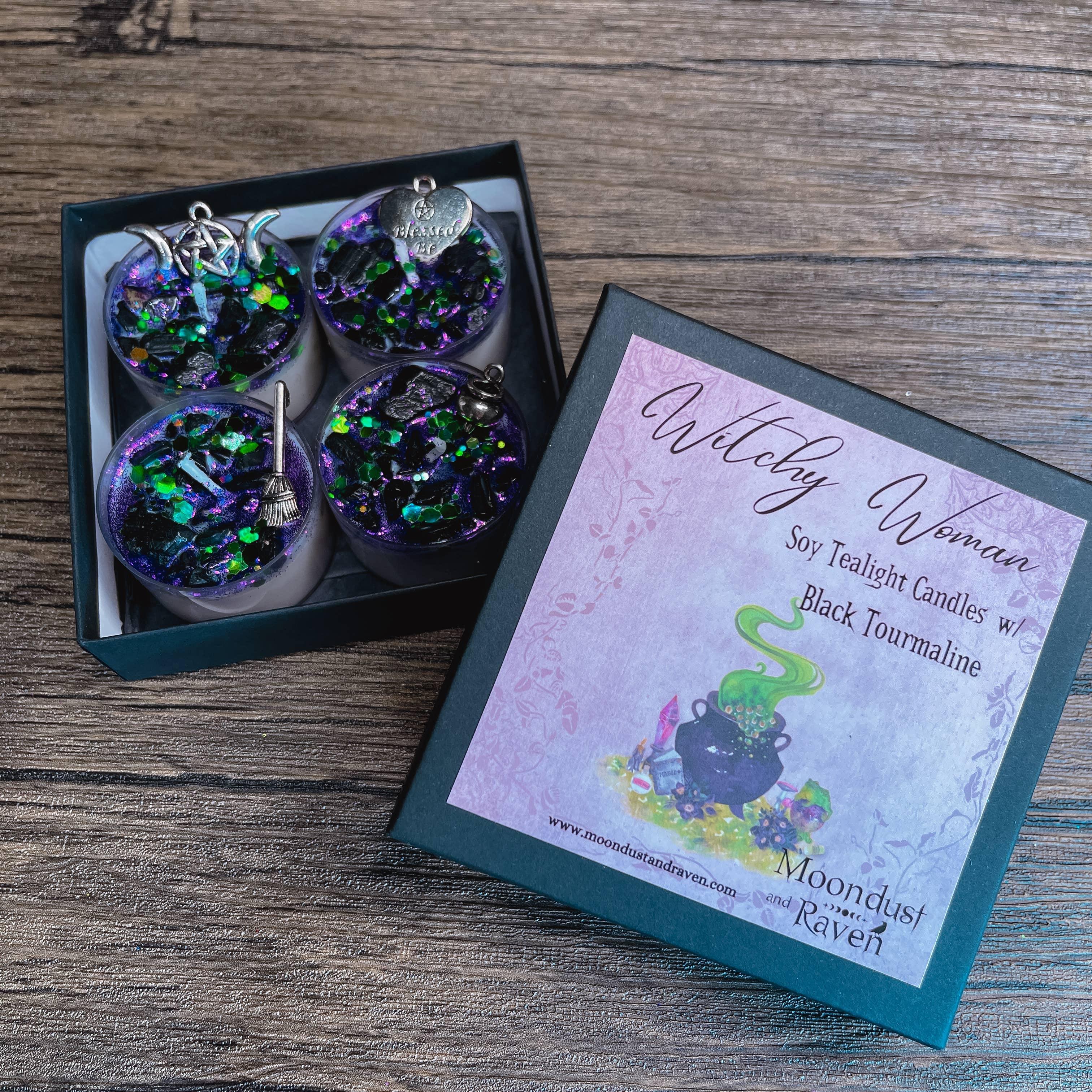 Witchy Woman Tealight Crystal Candles, Ritual Candles - Classic Variable
