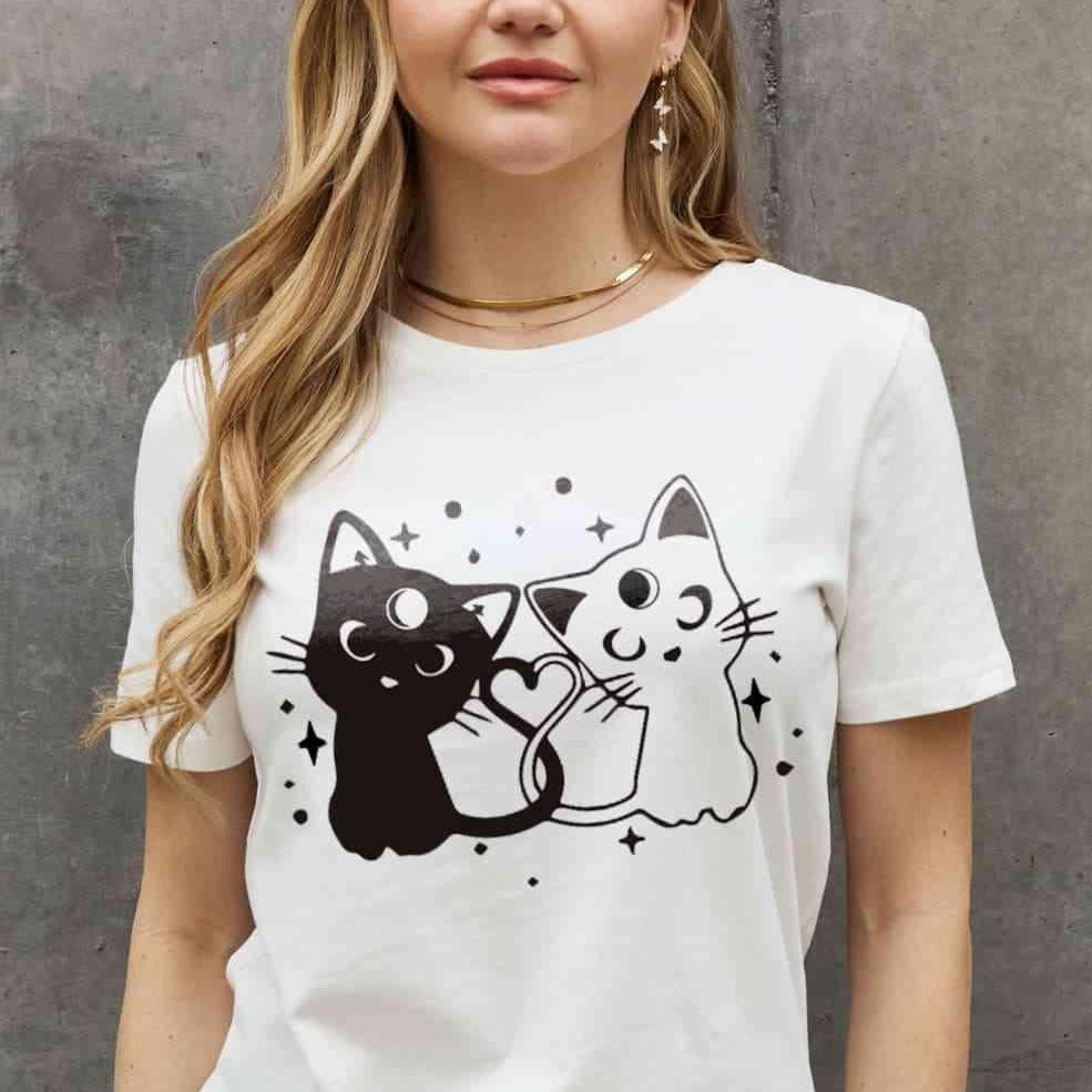 Simply Love Full Size Cats Graphic Cotton Tee - Classic Variable