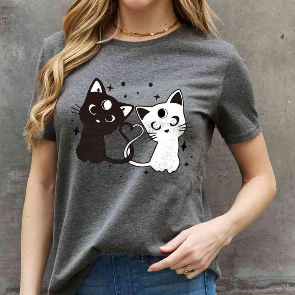 Simply Love Full Size Cats Graphic Cotton Tee - Classic Variable