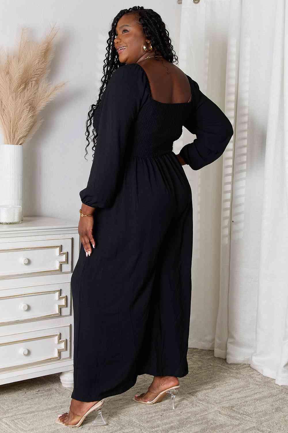 Double Take Square Neck Jumpsuit with Pockets - Classic Variable
