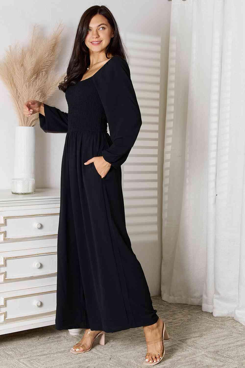 Pocketed Square Neck Jumpsuit - Classic Variable