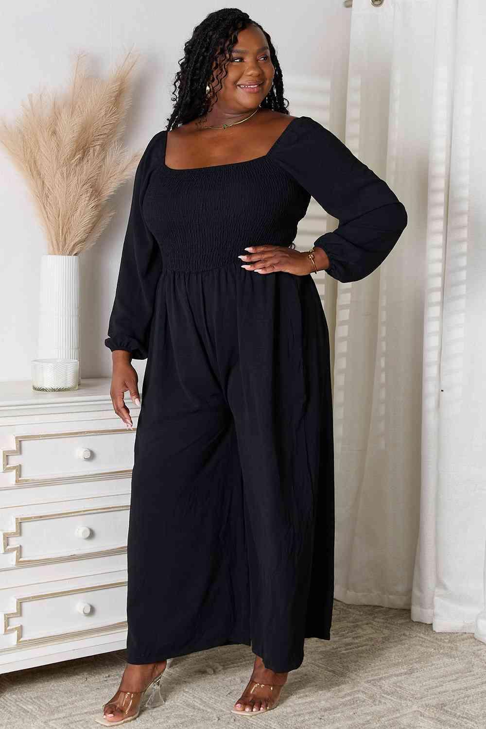 Pocketed Square Neck Jumpsuit - Classic Variable