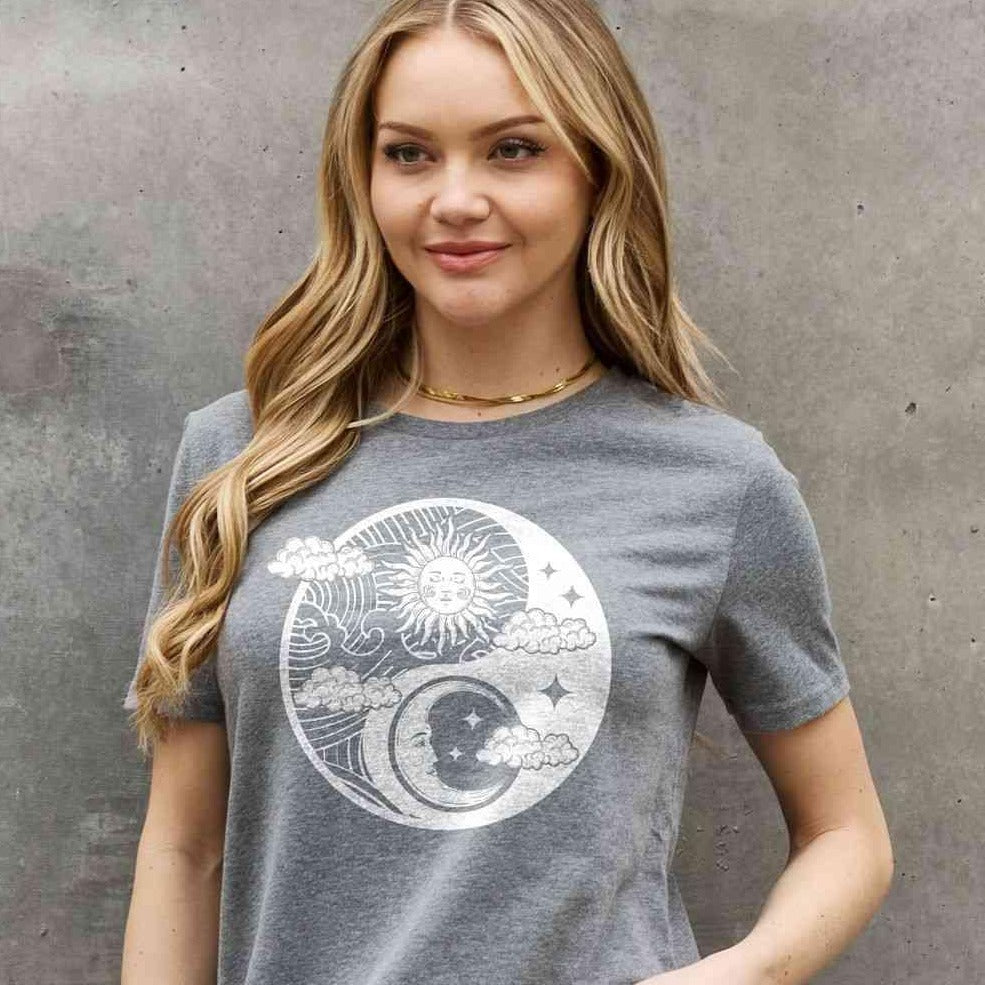 Simply Love Simply Love Full Size Sun and Moon Graphic Cotton Tee - Classic Variable
